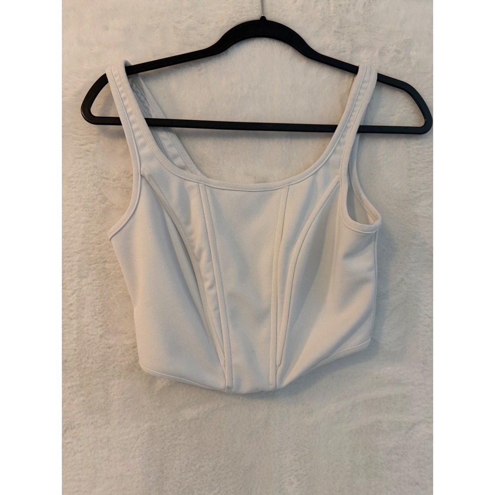 Princess‎ Polly White Corset Crop Top Sleeveless Zipper Back US 2 - Picture 4 of 7